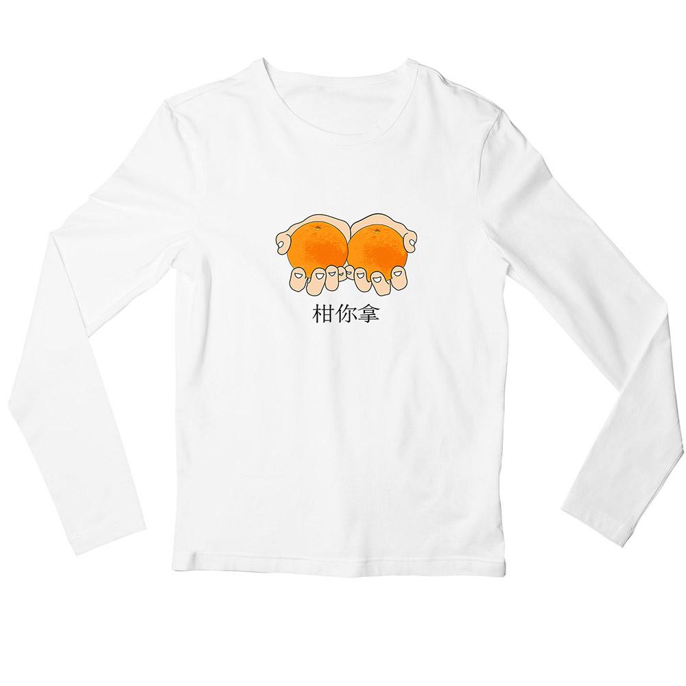 Take The Oranges Crew Neck L-Sleeve T-shirt