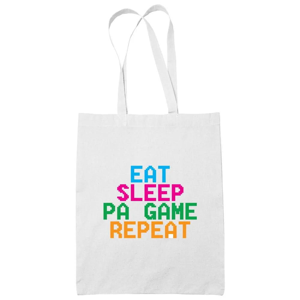 Eat Sleep Pa Game Repeat White Cotton Tote Bag