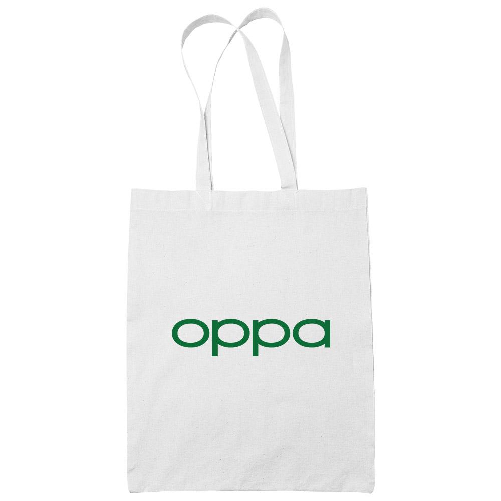 OPPa White Cotton Tote Bag