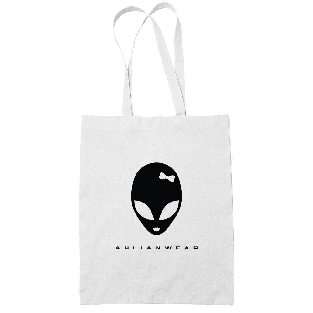 Ahlianwear White Cotton Tote Bag