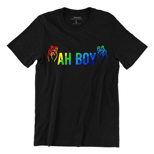 Ah-Boy-rainbow--unisex-t-shirt-black-short-sleeve-singapore-funny-hokkien-vinly-streetwear