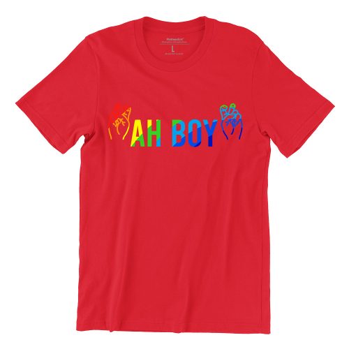 Ah-Boy-rainbow-unisex-t-shirt-red-short-sleeve-singapore-funny-hokkien-vinly-streetwear