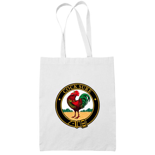 Cock Sure-cotton-white-tote-bag-women-shoulder-grocery-shopping-carrier