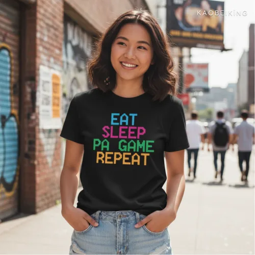 Eat Sleep Pa Game Repeat Graphic T-Shirt | Singapore Playful Streetwear Unisex Tee