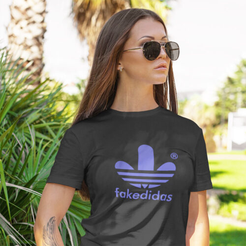 Fakedidas black parody casualwear womens tshirt design clothing