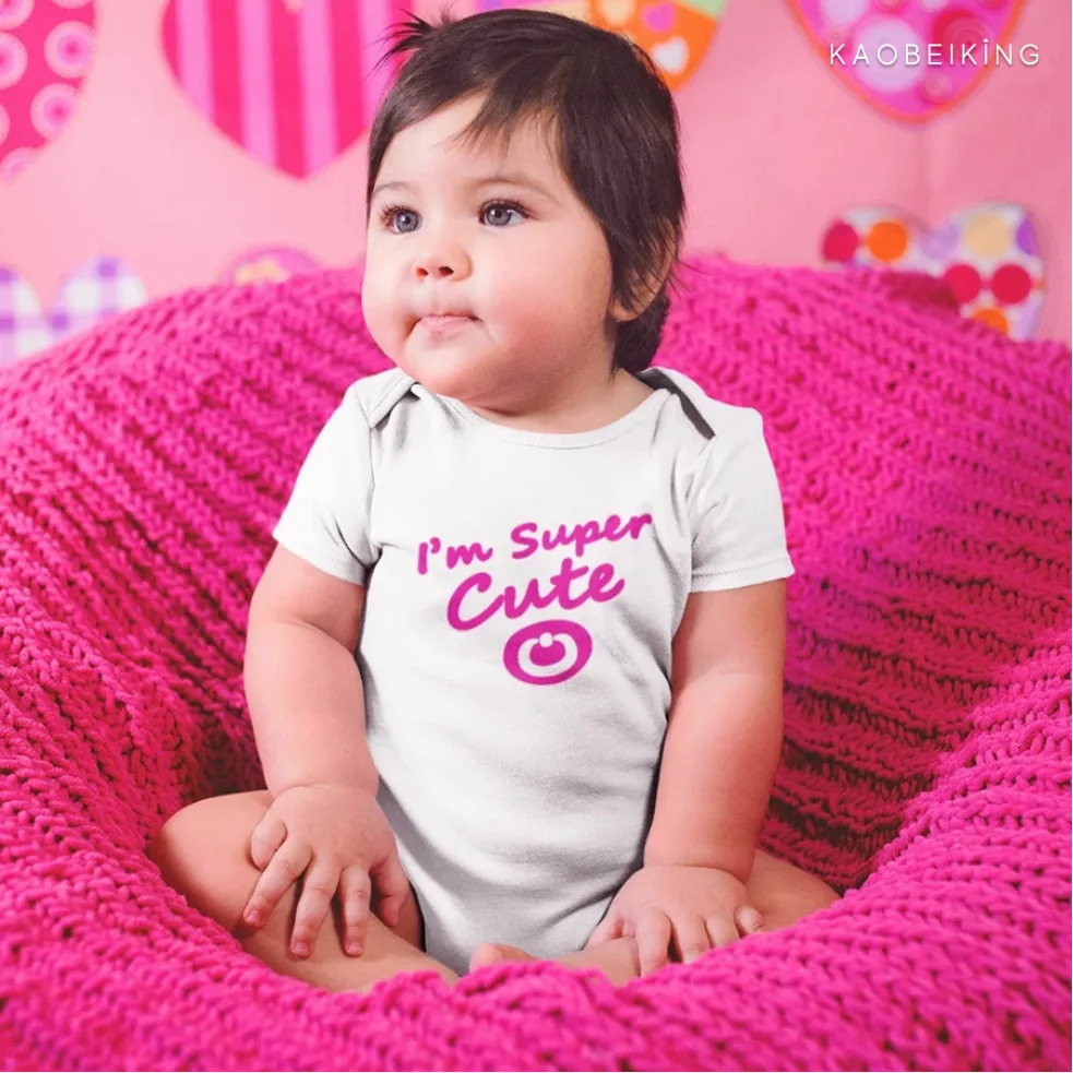 I’m Super Cute (Pink Edition) Graphic Romper | Singapore Playful Unisex Babywear