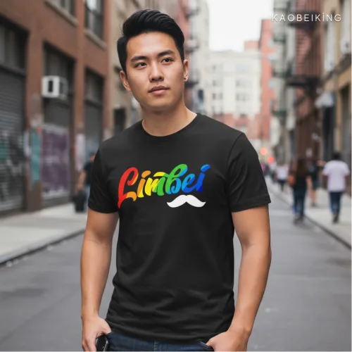 Limbei Moustache (Rainbow Edition) Graphic T-Shirt | Singapore Language Streetwear Unisex Tee
