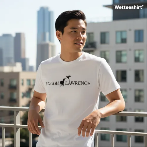White streetwear T-shirt with Chinese characters 人见人 and blue thumbs-up icon, witty Wet Tee Shirt® social media-inspired design