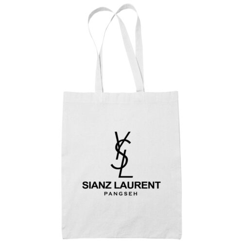 Sianz Laurent cotton white tote bag carrier shoulder ladies shoulder shopping grocery bag uncleanht