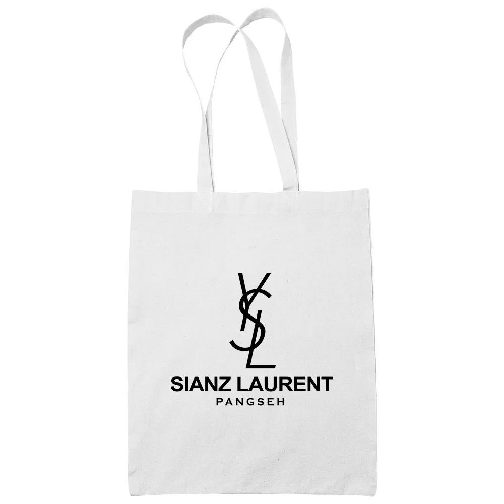 Sianz Laurent cotton white tote bag carrier shoulder ladies shoulder shopping grocery bag uncleanht