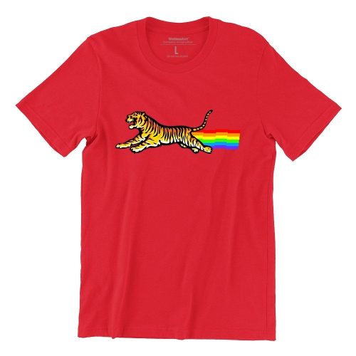Tiger-rainbow-unisex-red-adults-short-sleeve-tshirt-streetrwear-singapore