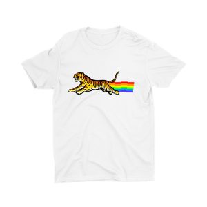 Tiger riding rainbow-unisex-kids-t-shirt-white-streetwear-singapore-for-boys-and-girls