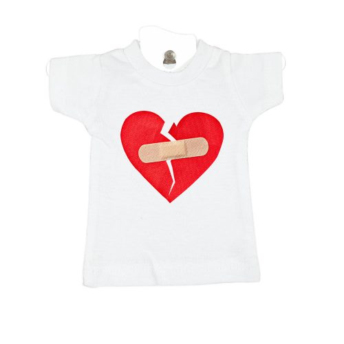 broken heart white mini t car windscreen decoration