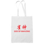 god of mahjong cotton white tote bag carrier shoulder ladies shoulder shopping grocery bag heng t