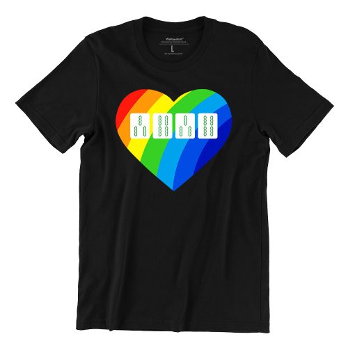 love-3344--rainbow-valentines-couple-black-tshirt-singapore-hokkien-slang-singlish-design