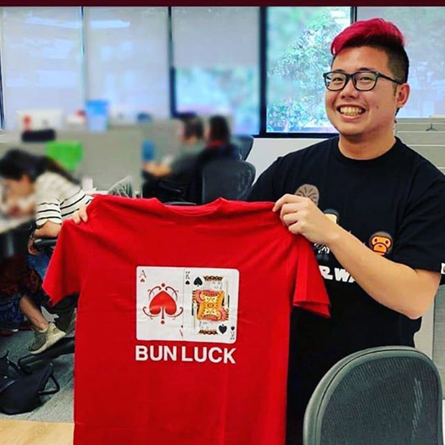 singapore plus size men t shirt red cny bun luck teeshirt