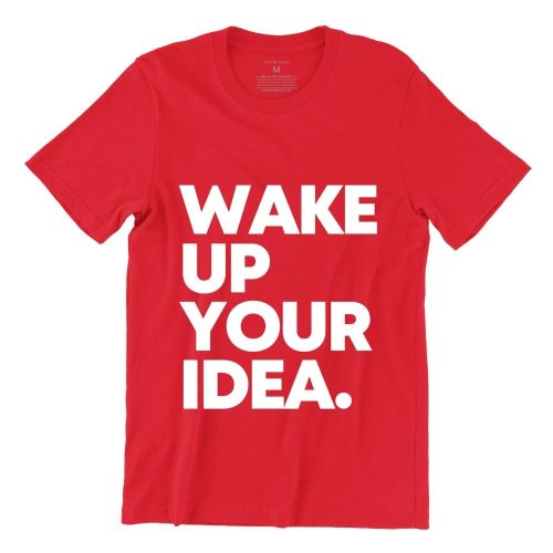 wake-up-your-idea-red-crew-neck-unisex-tshirt-singapore-kaobeking-funny-singlish-hokkien-clothing-label.jpg
